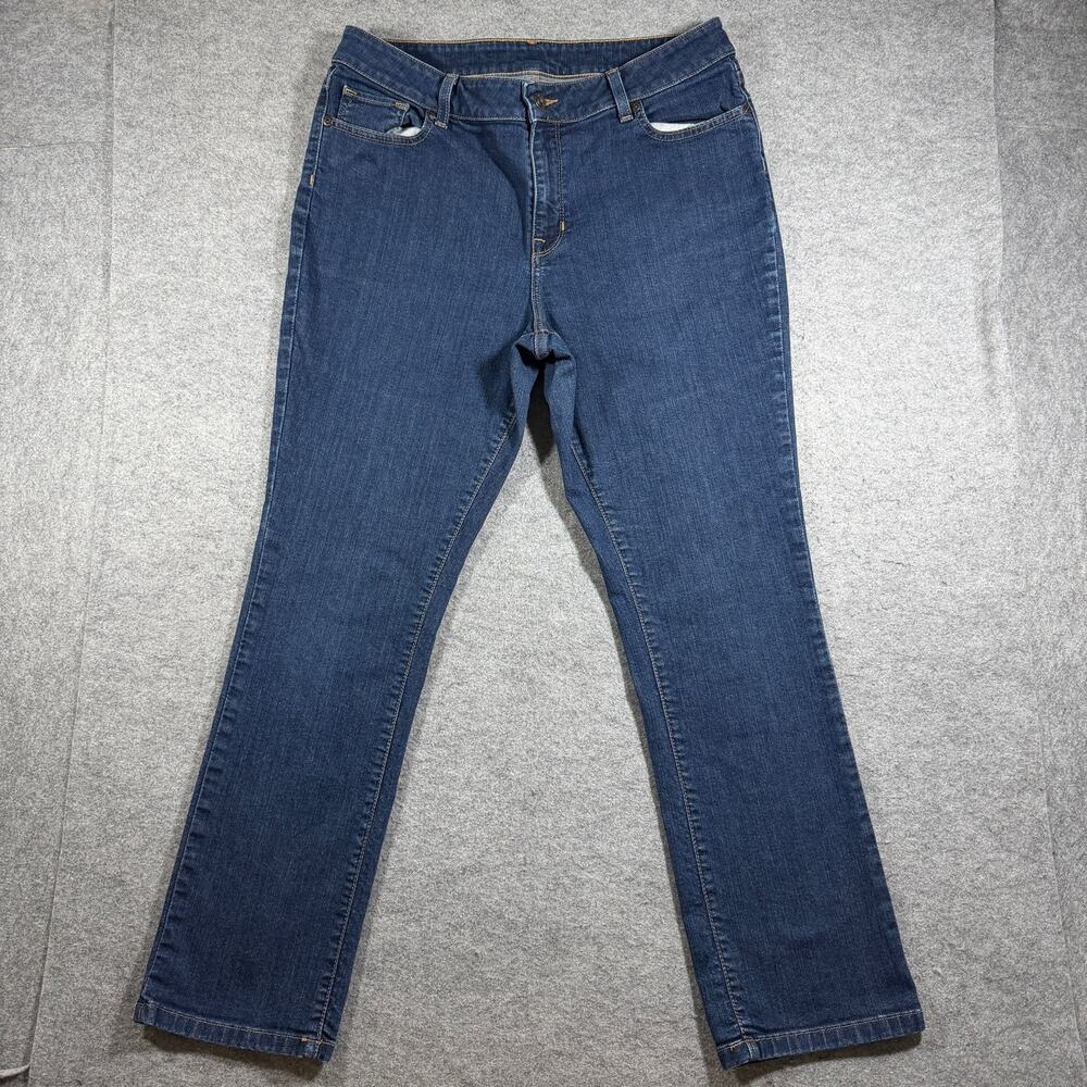L.L.Bean Favorite Fit Jeans Womens 14 Dark Blue Wash Stretch Denim Classic Pants